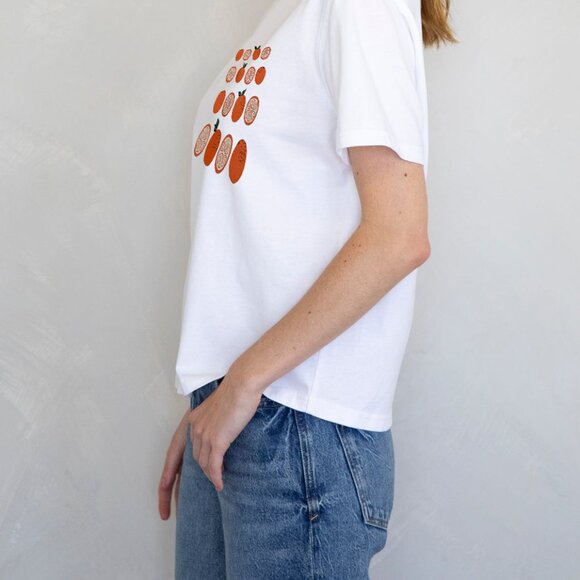 Oranges Graphic Tee – Garden Fresh Fruit Screen Printed T-Shirt - Picture 3 of 4